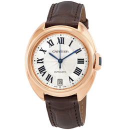 Pre-owned Cartier Cle Automatic 18kt Rose Gold Flinque Sunray Dial Ladies Watch wgcl0013