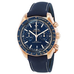 Pre-owned Omega Speedmaster Racing Chronograph Automatic 18kt Sedna Gold Blue Dial Mens Watch 329.53.44.51.03.001