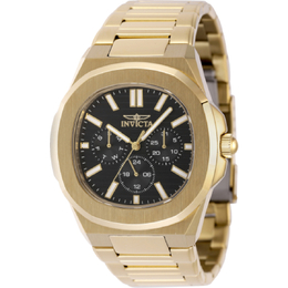 Invicta Speedway 48521 - Black Dial Men's Watch with Gold-tone Stainless Steel Case and Functions