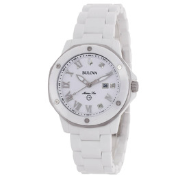 Bulova Marc Anthony Marine Star Quartz Diamond White Dial Ladies Watch 98p222