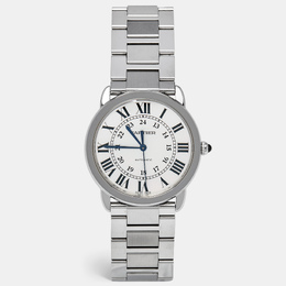 Cartier Silvered Opaline Stainless Steel Ronde Solo WSRN0012 Men's Watch 36mm