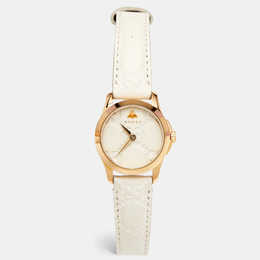Gucci Cream Gold Plated Stainless Steel Leather G-Timeless Women's Watch 27 mm Article: 1145429