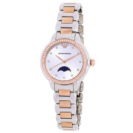Emporio Armani Mia Quartz Moon Phase Crystal Silver Dial Ladies Watch AR11567