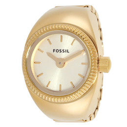 Fossil ES5246 Watch Ring - Ladies Analog Quartz with Gold Dial and Stainless Steel Bracelet