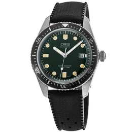 Мужские часы Oris Divers Sixty-Five с зеленым циферблатом и черным каучуковым ремешком 01 733 7720 4057-07 4 21 18 7868069150780 | green