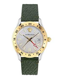 Часы Greca Time GMT Versace, зеленый/двухцветный/серебристый 7918343946300 | green/two tone/silver
