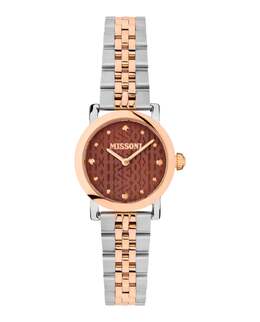 Часы Missoni Mini Monogram, цвет rose gold/silver/two tone/brown 7773090971708 | rose gold/silver/two tone/brown