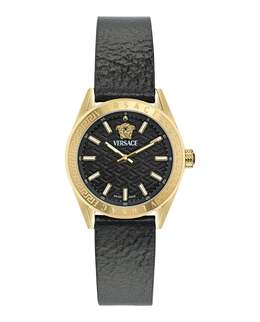 Кожаные часы V-Code Versace, черный/золотой/черный 7854980825148 | black/gold/black