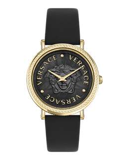 Часы из кожи V-Dollar Versace, цвет black/ip yellow gold/black 7855116222524 | black/ip yellow gold/black