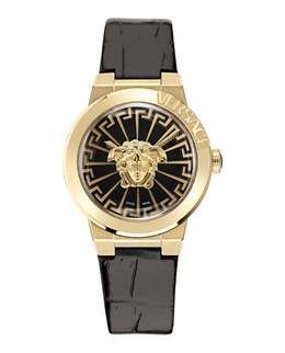 Часы Medusa Infinite из кожи Versace, цвет black/ip yellow gold/black 7785074884668 | black/ip yellow gold/black