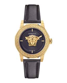 Часы Medusa Deco из кожи Versace, черный/золотой/черный 7854930100284 | black/gold/black