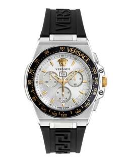Силиконовые часы Greca Extreme Chrono Versace, цвет black/stainless steel/silver 7855124611132 | black/stainless steel/silver