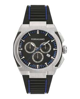 Часы Ferragamo Supreme Chrono из силикона Salvatore Ferragamo, цвет black/stainless steel/black 7863185244220 | black/stainless steel/black