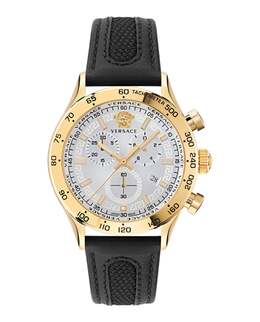 Часы Hellenyium Chrono из кожи Versace, черный/золотой/серебряный 7875830284348 | black/gold/silver