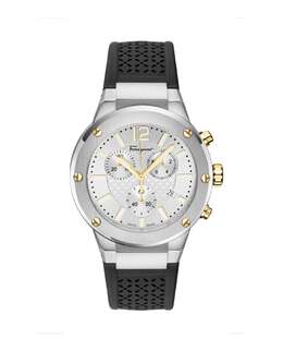 Часы F-80 Chrono из силикона Salvatore Ferragamo, цвет black/stainless steel/silver 7875865641020 | black/stainless steel/silver