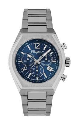 Часы Ferragamo Tonneau Chrono Salvatore Ferragamo, цвет silver/stainless steel/blue 7454486102076 | silver/stainless steel/blue