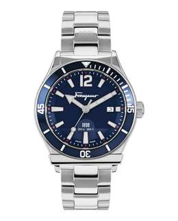 Часы Феррагамо 1898 года Salvatore Ferragamo, цвет silver/stainless steel/blue 7513155993660 | silver/stainless steel/blue