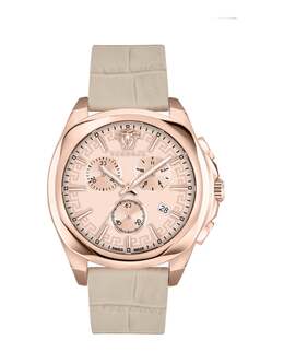 Часы Medusa Chrono из кожи Versace, слоновая кость/розовый/слоновая кость 7256974491708 | ivory/rosegold/ivory