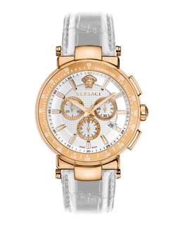 Часы с ремешком Mystique Chrono Versace, белый/розовый/белый 7792381460540 | white/rose gold/white