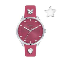 Женские часы Furla Pin Pink Dial из телячьей кожи 6960932814908 | pink