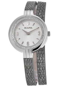 Женские часы Bulova Rhapsody с серебристым циферблатом и ремешком из кожи ящерицы 96R236, серебряный 7838345691196 | silver