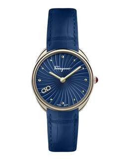 Часы Cuir Salvatore Ferragamo, синий/золотой/синий 7513589121084 | blue/gold/blue