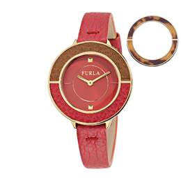Часы Furla Women's Club с красным циферблатом из телячьей кожи 6960932290620 | red