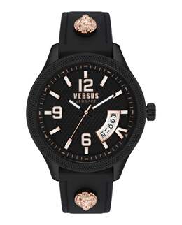 Настоящие кожаные часы Versus Versace, черный/черный/черный 7860616560700 | black/black/black