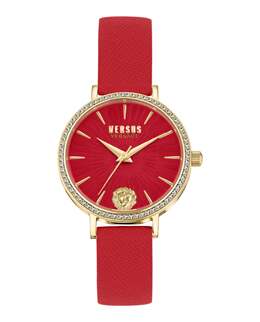 Часы с ремешком из кристаллов Mar Vista Versus Versace, красный/золотой/красный 7802496090172 | red/gold/red