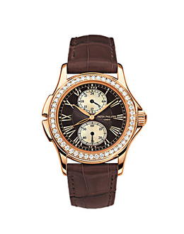4934R Patek Philippe Calatrava GMT Diamond Mother of Pearl Dial Ladies Watch