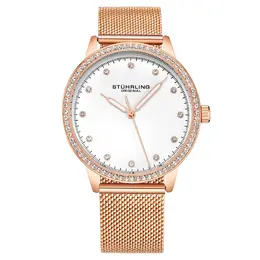 Stuhrling Модные кварцевые часы Dorset 38 мм с сетчатым браслетом STÜHRLING Original, розовое золото m190638081868 | rose gold