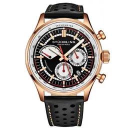 Stuhrling Монако Кварцевые часы с хронографом диаметром 42 мм и кожаным ремешком STÜHRLING Original, розовое золото m190638086498 | rose gold