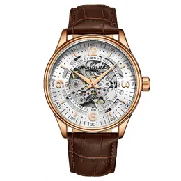 Stuhrling Дания, автоматические часы-скелетон, 42 мм, с кожаным ремешком STÜHRLING Original, розовое золото m190638092932 | rose gold
