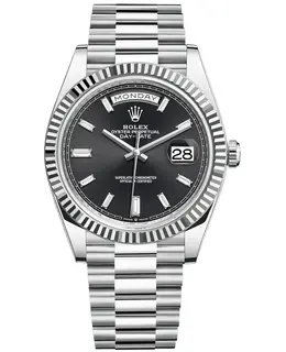 Rolex Day-Date 40 M228236-0004 Men's Watch - Black Dial with Diamond Hour Markers