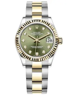 Rolex Datejust 31 Stainless Steel and Yellow Gold with Olive Green Diamond Dial