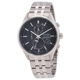 Citizen Eco-Drive Radio-Controlled Moon Phase Black Dial Mens Watch by1030-50e