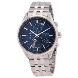 Citizen Eco-Drive Radio-Controlled Moon Phase Blue Dial Mens Watch BY103050L