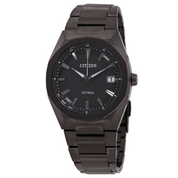 Citizen Attesa Eco-Drive Mens Watch CB3045-61E, Black Dial and Titanium Case