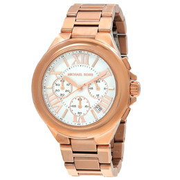 Michael Kors Oversized Camille Chronograph Quartz White Dial Ladies Watch, Model: MK7271
