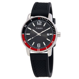 Timex Trend Mens Quartz Watch TW2W60600 - Black Dial, Silver-tone Stainless Steel Case with Silicone Strap