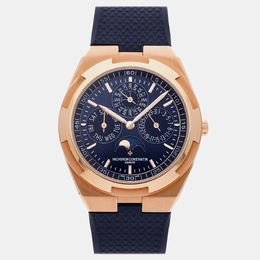 Vacheron Constantin Overseas Perpetual Calendar Ultra-Thin 4300V/000R-B509 Automatic Rose Gold Blue Dial Men's Wristwatch