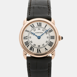 Cartier Ronde Louis Cartier W6800151 Quartz Rose Gold Silver Dial Women's Wristwatch