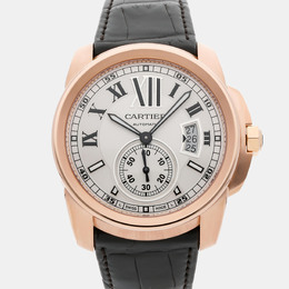 Cartier Calibre De Cartier W7100009 Automatic Rose Gold Silver Dial Men's Watch 42mm