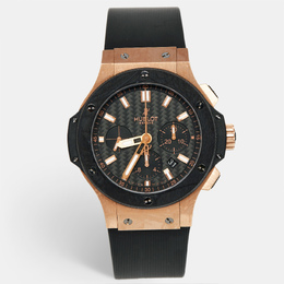 Hublot Black Carbon Fiber 18K Rose Gold Titanium Rubber Big Bang 301.PM.1780.RX Men's Wristwatch 44 mm 1147044