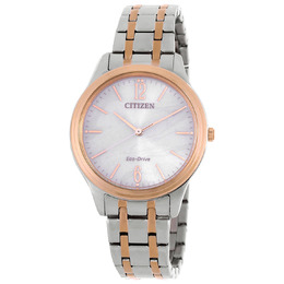 Citizen Elegance Eco-Drive Watch EM0416-78A - White Dial, Silver-tone Stainless Steel Case with Two-tone Bracelet