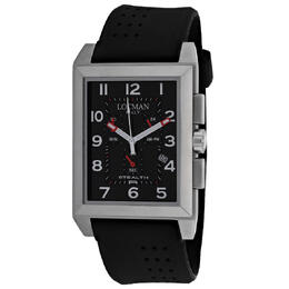 Locman Stealth R Chronograph LO-242BK2BK Men's Watch - Black Dial, Titanium/Steel Case, Black Leather Strap