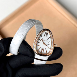 Bulgari White Diamond 18k Rose Gold Serpenti 102613 Quartz Women's Wristwatch 35 mm 1143633
