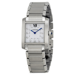 Pre-owned Cartier Tank Francaise Diamond Silver Dial WE110007 Ladies Watch