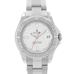 Pre-owned Rolex Yacht Master Mens Automatic Chronometer Silver Dial Watch 35mm