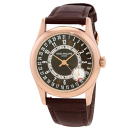 Pre-owned Patek Philippe Calatrava Brown Dial 18K Rose Gold Mens Watch Reference 6000R-001